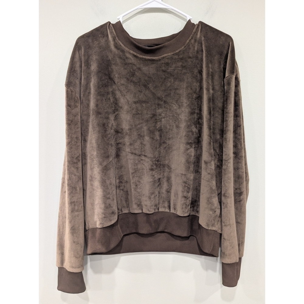 Summersalt Brown Plush Velour Long Sleeve Lounge Sweatshirt Size Large